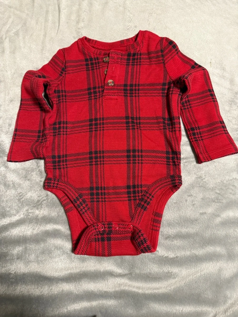 jumping beans Red & Black Plaid Long-Sleeve Baby Bodysuit - Picture 1 of 3